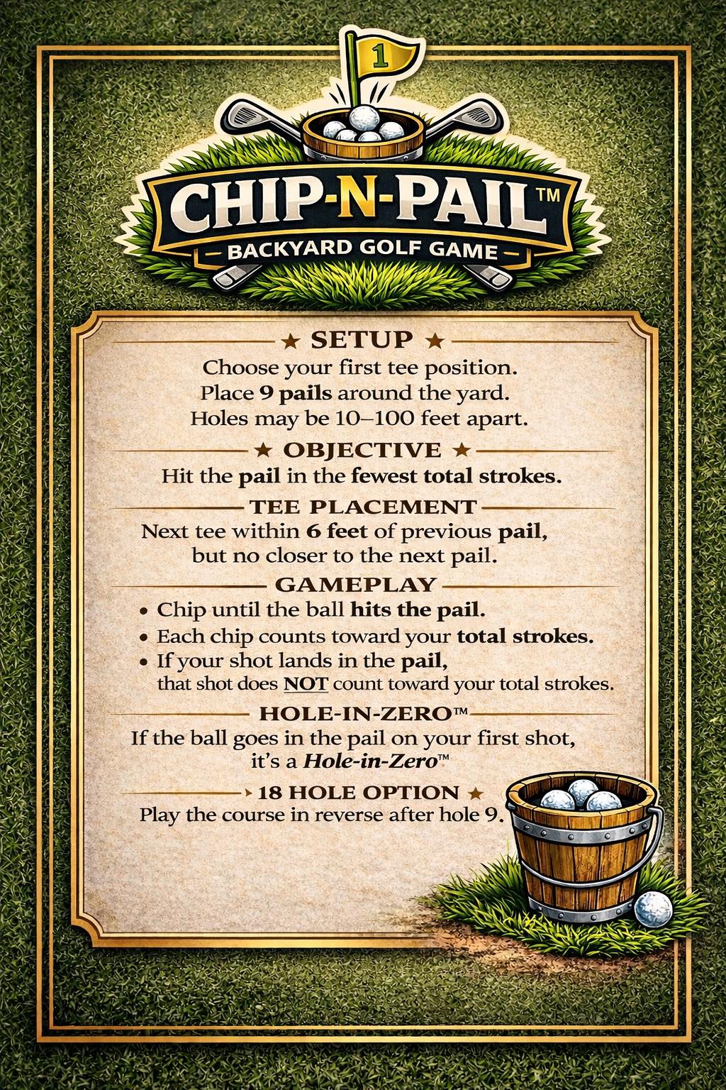 Backyard Golf Game - Chip-N-Pail WHITE (Full 9 Holes) AZALEA EDITION