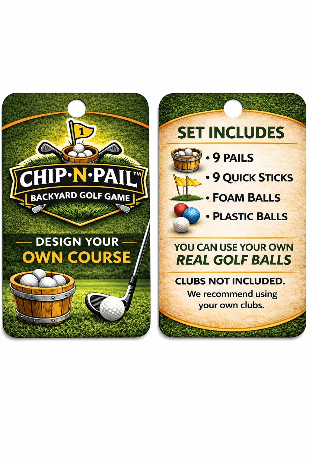 Backyard Golf Game - Chip-N-Pail CLEAR (Full 9 Holes)  AZALEA EDITION