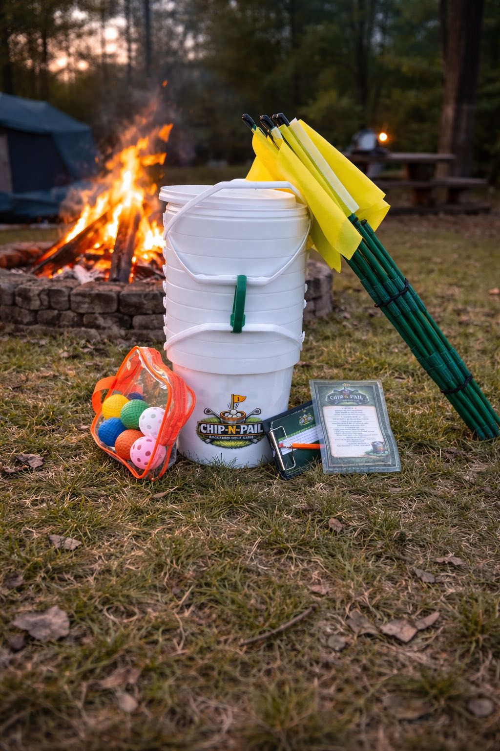 Backyard Golf Game - Chip-N-Pail WHITE (Full 9 Holes) LAUNCH EDITION