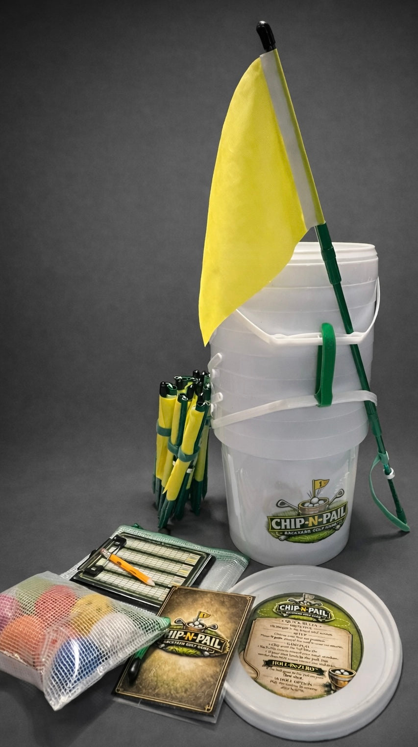 Backyard Golf Game - Chip-N-Pail WHITE (Full 9 Holes) LAUNCH EDITION